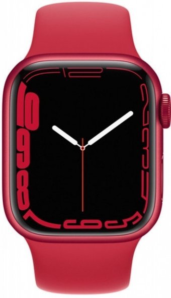Apple Watch Series 7 Cellular Apple Uyumlu WatchOS Su Geçirmez 45 mm Fluoro Elastomer Kauçuk Kordon Kare Unisex Sim Kartlı Akıllı Saat Kırmızı
