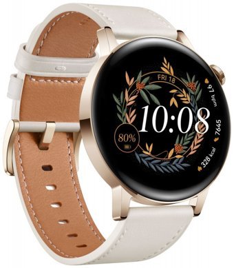 Huawei Watch GT 3 Elegant HarmonyOS Su Geçirmez 42.3 mm Deri Kordon Daire Unisex Akıllı Saat Beyaz