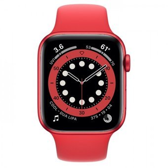 Apple Watch Series 6 Apple Uyumlu WatchOS Su Geçirmez 44 mm Silikon Kordon Kare Unisex Akıllı Saat Kırmızı