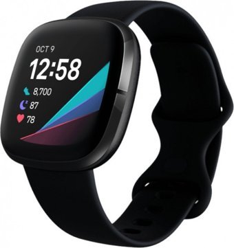 Fitbit Sense Su Geçirmez 40 mm Silikon Kordon Kare Unisex Akıllı Saat Siyah