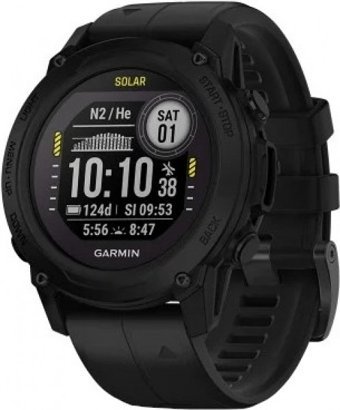Garmin Descent G1 Solar Su Geçirmez 45.5 mm Silikon Kordon Daire Unisex Akıllı Saat Siyah