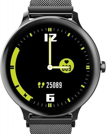 Reeder S1 Max Su Geçirmez 45 mm Metal Örgü Kordon Daire Unisex Akıllı Saat Siyah