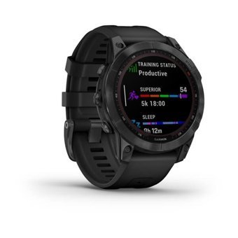 Garmin Fenix 7 Solar Su Geçirmez 47 mm Silikon Kordon Daire Unisex Akıllı Saat Siyah