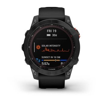 Garmin Fenix 7 Solar Su Geçirmez 47 mm Silikon Kordon Daire Unisex Akıllı Saat Siyah