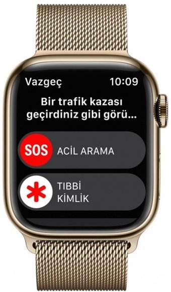 Apple Watch Series 8 Cellular Apple Uyumlu WatchOS Su Geçirmez 41 mm Metal Örgü Kordon Kare Unisex Sim Kartlı Akıllı Saat Altın