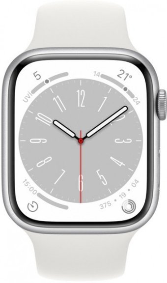 Apple Watch Series 8 Cellular Apple Uyumlu WatchOS Su Geçirmez 45 mm Fluoro Elastomer Kauçuk Kordon Kare Unisex Sim Kartlı Akıllı Saat Beyaz