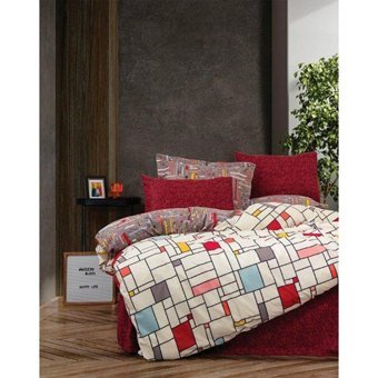 Cotton Box Modern Ranforce Dört Mevsim 160 x 220 cm Modern Tek Kişilik Nevresim Takımı Bordo