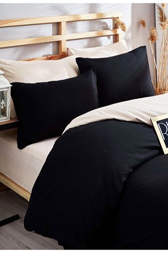 Mira Home Pamuk Polyester Dört Mevsim 160 x 200 cm Düz Tek Kişilik Nevresim Takımı Siyah