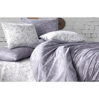 New Home Pamuk Kışlık 160 x 220 cm Çiçekli Tek Kişilik Nevresim Takımı Gri