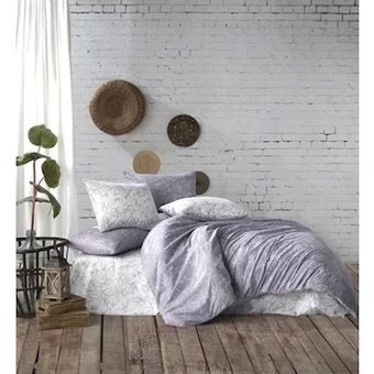 New Home Pamuk Kışlık 160 x 220 cm Çiçekli Tek Kişilik Nevresim Takımı Gri