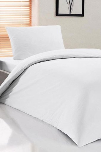 Çeyiz Diyarı Pure Ranforce Dört Mevsim 160 x 200 cm Düz Tek Kişilik Nevresim Takımı Beyaz