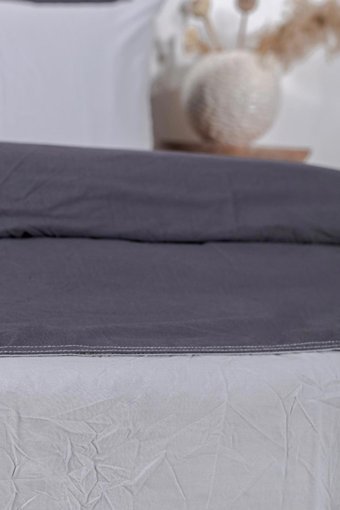 Ecocotton Pamuk Dört Mevsim 160 x 220 cm Düz Tek Kişilik Nevresim Takımı Antrasit