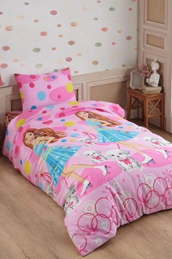 Çeyiz Diyarı Kışlık 160 x 200 cm Prenses Tek Kişilik Nevresim Takımı Pembe