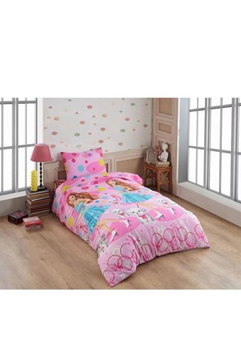 Çeyiz Diyarı Kışlık 160 x 200 cm Prenses Tek Kişilik Nevresim Takımı Pembe