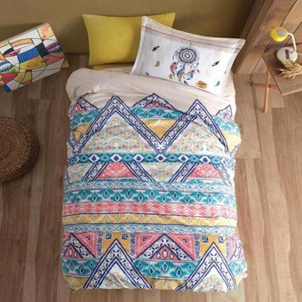 Nevresim Dünyası Ranforce Dört Mevsim 160 x 220 cm Etnik Tek Kişilik Nevresim Takımı Bej