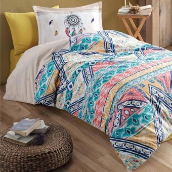 Nevresim Dünyası Ranforce Dört Mevsim 160 x 220 cm Etnik Tek Kişilik Nevresim Takımı Bej