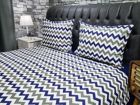 Çeyiz Diyarı Pure Ranforce Dört Mevsim 160 x 220 cm Zikzak Tek Kişilik Nevresim Takımı Lacivert