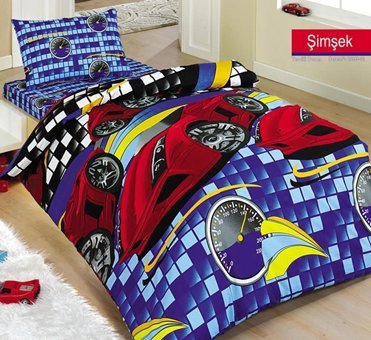 Nevresim Dünyası Pamuk Polyester Dört Mevsim 160 x 220 cm Araba Tek Kişilik Nevresim Takımı Mavi