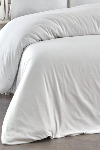 Ender Home Pamuk Saten Dört Mevsim 160 x 220 cm Lastikli Düz Tek Kişilik Nevresim Takımı Beyaz