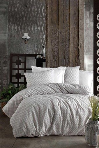 Depomaxx Pamuk Polyester Dört Mevsim 160 x 220 cm Bal Peteği Tek Kişilik Nevresim Takımı Gri