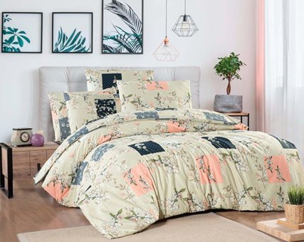 Ete Hometex Ranforce Dört Mevsim 160 x 220 cm Çiçekli Tek Kişilik Nevresim Takımı Mint Yeşili