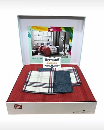 Nevresim Dünyası Ranforce Dört Mevsim 160 x 220 cm Lastikli Desenli Tek Kişilik Nevresim Takımı Kırmızı