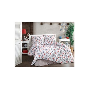 Ateşler Manifatura Weekend Pamuk Dört Mevsim 160 x 220 cm Çiçekli Tek Kişilik Nevresim Takımı Beyaz