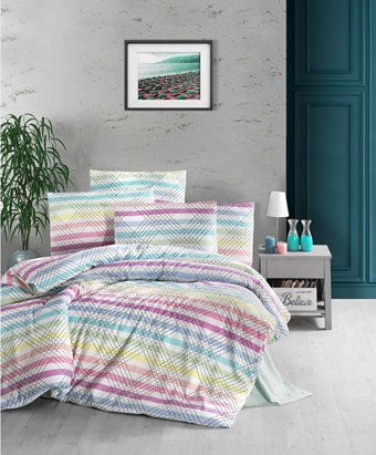 Komfort Home Polycotton Kışlık 160 x 220 cm Çizgili Tek Kişilik Nevresim Takımı Çok Renkli