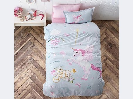 Nevresim Dünyası Ranforce Dört Mevsim 160 x 220 cm Çizgi Kahraman Tek Kişilik Nevresim Takımı Açık Mavi