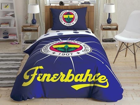 Nevresim Dünyası Pamuk Dört Mevsim 160 x 220 cm Lastikli Taraftar Tek Kişilik Nevresim Takımı Lacivert