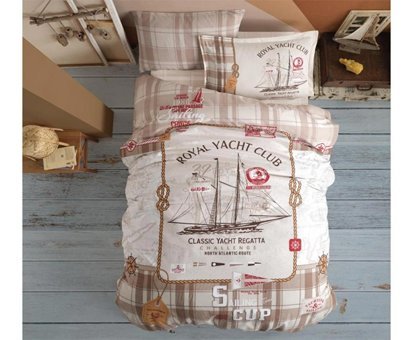 Nevresim Dünyası Ranforce Dört Mevsim 160 x 220 cm Deniz Tek Kişilik Nevresim Takımı Bej
