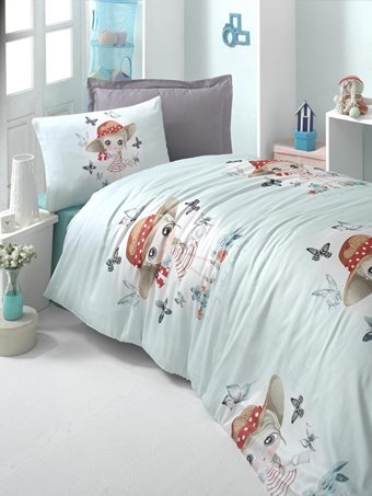 Komfort Home Ranforce Dört Mevsim 160 x 220 cm Çiçekli Tek Kişilik Nevresim Takımı Turkuaz