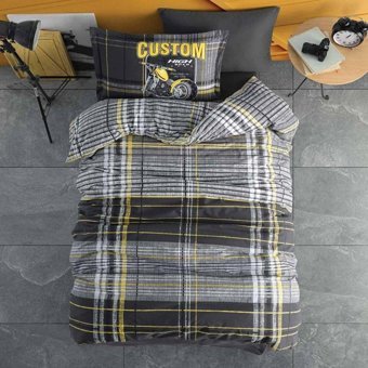Nevresim Dünyası Ranforce Dört Mevsim 160 x 220 cm Genç Tek Kişilik Nevresim Takımı Sarı