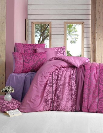 Komfort Home Polycotton Kışlık 160 x 220 cm Çiçekli Tek Kişilik Nevresim Takımı Mor Pembe