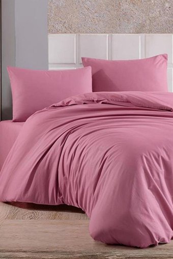 Çeyiz Diyarı Almond Ranforce Dört Mevsim 160 x 220 cm Düz Tek Kişilik Nevresim Takımı Mürdüm