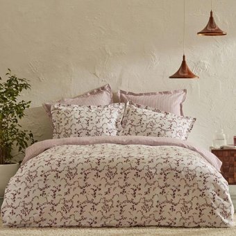 Karaca Home Pamuk Dört Mevsim 160 x 220 cm Çiçekli Tek Kişilik Nevresim Takımı Bordo