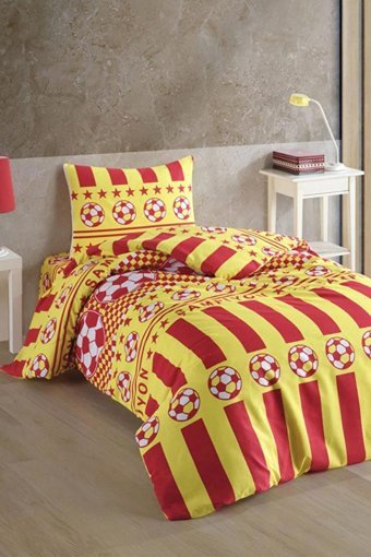 Çeyiz Diyarı Kışlık 160 x 200 cm Taraftar Tek Kişilik Nevresim Takımı Kırmızı