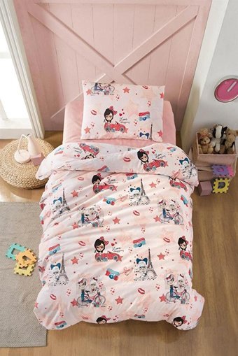 Mulberry Ranforce Dört Mevsim 160 x 220 cm Genç Tek Kişilik Nevresim Takımı Pembe