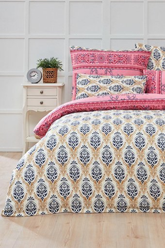 Mislina Home Pamuk Polyester Dört Mevsim 160 x 220 cm Etnik Tek Kişilik Nevresim Takımı Çok Renkli