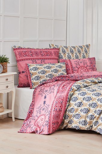 Mislina Home Pamuk Polyester Dört Mevsim 160 x 220 cm Etnik Tek Kişilik Nevresim Takımı Çok Renkli