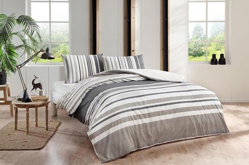 Nevresim Dünyası Ranforce Dört Mevsim 160 x 220 cm Lastikli Desenli Tek Kişilik Nevresim Takımı Kahve