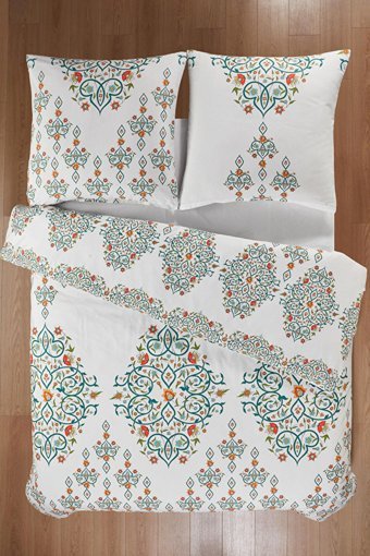 Mislina Home Pamuk Polyester Dört Mevsim 160 x 220 cm Çiçekli Tek Kişilik Nevresim Takımı Beyaz Yeşil