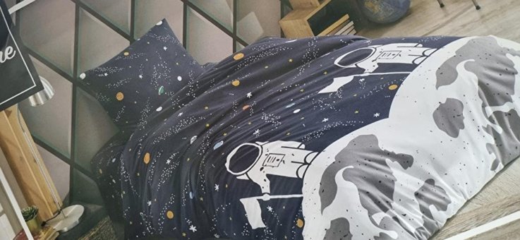 Bienline Pamuk Dört Mevsim 160 x 220 cm Lastikli Uzay Tek Kişilik Nevresim Takımı Lacivert