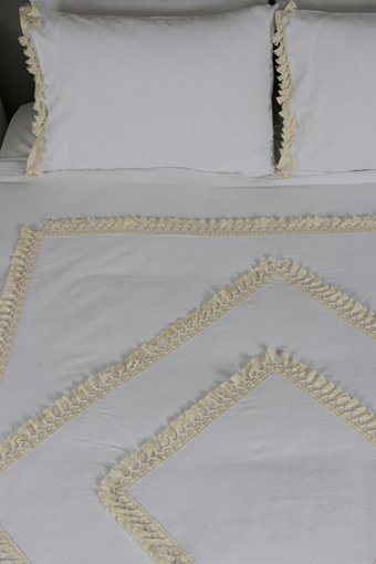 Ndc Home Pamuk Dört Mevsim 160 x 220 cm Geometrik Tek Kişilik Nevresim Takımı Beyaz