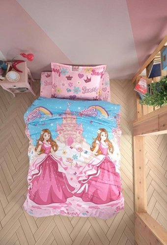 Nevresim Dünyası Ranforce Dört Mevsim 160 x 220 cm Prenses Tek Kişilik Nevresim Takımı Pembe