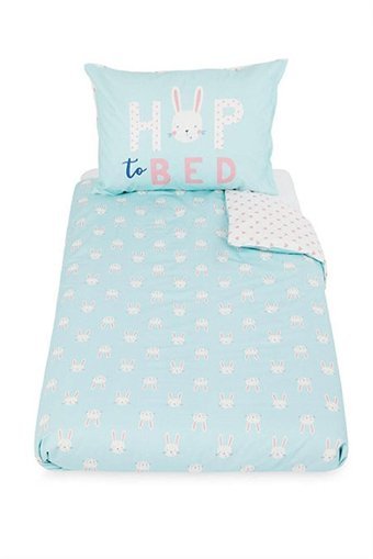 Mothercare Pamuk Dört Mevsim 100 x 150 cm Tavşan Tek Kişilik Nevresim Takımı Turkuaz