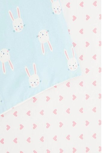 Mothercare Pamuk Dört Mevsim 100 x 150 cm Tavşan Tek Kişilik Nevresim Takımı Turkuaz
