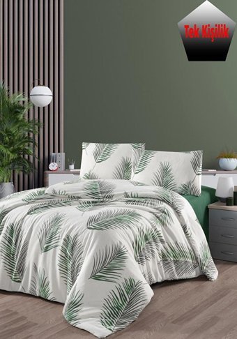 Mulberry Pamuk Kışlık 160 x 200 cm Dallı Tek Kişilik Nevresim Takımı Beyaz