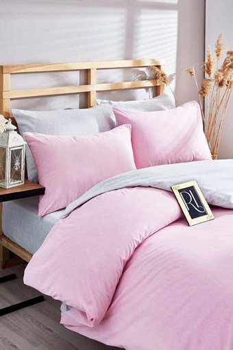 Mira Home Pamuk Polyester Dört Mevsim 160 x 200 cm Düz Tek Kişilik Nevresim Takımı Pudra