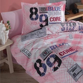 Nevresim Dünyası Ranforce Dört Mevsim 160 x 220 cm Genç Tek Kişilik Nevresim Takımı Pembe